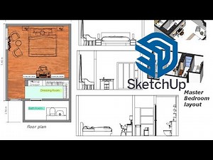 Sketchup interior design bedroom and Print out အစ အဆုံး tutorial