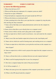 WORKSHEETSUBJECT-COMPUTERQ. Answer the following questions:W... | Filo