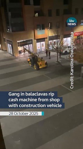 208K views · 4.5K reactions | A gang wearing balaclavas have used a construction vehicle to rip an ATM from a Sainsbury’s store in Milton Keynes. The gang then loaded the stolen cashpoint onto another vehicle before quickly driving off. The Sainsbury’s in Brooklands Square is currently closed and Thames Valley police say enquiries are ongoing. #itvnews | ITV Anglia | Facebook