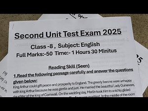 class 8 english 2nd unit test question paper 2025 // class 8 english suggestion 2nd unit test