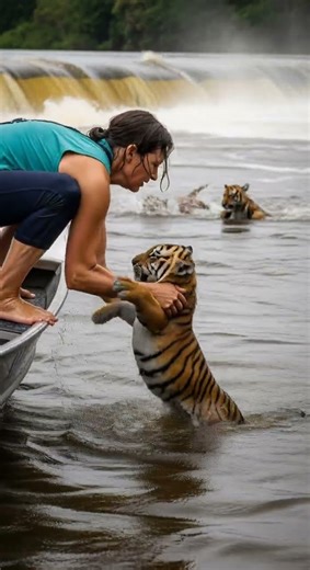 Litter of Tiger Cubs Falls Down a Waterfall…😢 Miraculous Rescue Saves Them