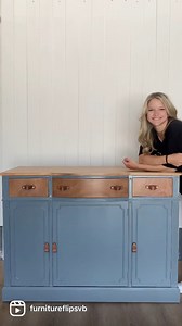Check out this sideboard makeover! 🎨✨ A little paint and stain completely transformed this piece into something new. I’m loving the addition of the leather pulls—what do you think? #FurnitureMakeover #SideboardTransformation #FurnitureFlip #DIYProjects #UpcycledFurniture #BeforeAndAfter #HomeDecor #EntrywayDecor #FurnitureRestoration | Salvaged By Sammie