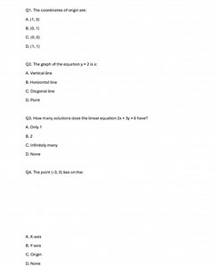 Multiple Choice Questions on Coordinate Geometry and Linear Equ... | Filo