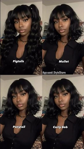 Wavy Black Hair Transformed into Four Distinct Styles