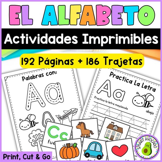 Spanish Alphabet Worksheets PDF | Actividades del Alfabeto en Español | 186 Hojas Tarjetas Lectoescritura Preescolar y Kinder, Abecedario