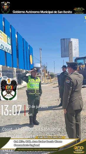 🚔🇧🇴 COMANDO REGIONAL DE VALLE ALTO Y CONO SUR 🇧🇴🚔 🚨 REUNIÓN DE COORDINACIÓN INTERINSTITUCIONAL CON EL GOBIERNO AUTÓNOMO MUNICIPAL DE SAN BENITO 🚨 📅 20 de julio de 2026 Bajo los lineamientos del Sr. Cnl. MSc. CAD. Juan Carlos Cossío Claure, Comandante Regional de Valle Alto y Cono Sur, se sostuvo una reunión de coordinación con el Alcalde Municipal de San Benito, donde se revisaron lineamientos para fortalecer la aplicación de la Ley N.º 264, priorizando la prevención, la participación c