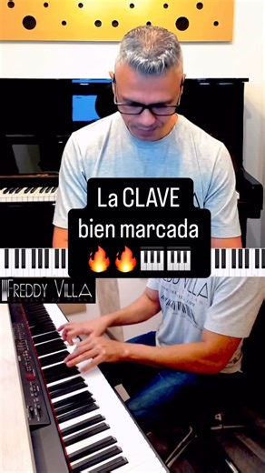 La CLAVE bien marcada 🔥🔥🎹🎹 Marcar bien la clave en los tumbaos desde el piano es fundamental porque la clave es el eje rítmico que organiza toda la música latina y tropical (salsa, son, mambo, etc.). Cuando el pianista toca con conciencia de la clave —ya sea 2-3 o 3-2— logra que su acompañamiento encaje perfectamente con el bajo, las congas y el resto de la percusión🔥🔥🎹🎹 Esto da coherencia, empuje y sabor al ritmo. Si la clave no está bien marcada, el tumbao pierde su dirección y la músi