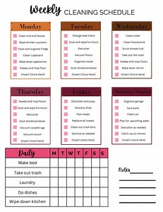 Weekly Cleaning Schedule | Editable | Printable | Checklist - Etsy Canada