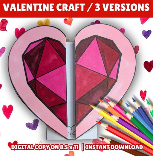 Heart Valentine Craft for Kids, Valentines Day Coloring & Writing Activity, Classroom February Printable, Vday Foldable Heart Craft Idea - Etsy