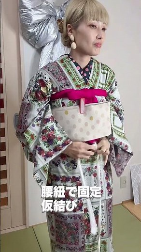 簡単でラク‼️作っておくお太鼓結び。 #着物