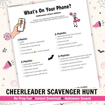 Halloween Cheerleading What's On Your Phone Game, Team Bonding Activity