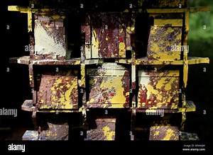 A view of Deconstruction and Reconstruction of an Army Tank, an installation by artist Peter Mountain at the Sculpture Park near Farnham in Surrey. Using video game and digital design software over 10,000 pieces of reclaimed wood have gone into making the recreation of the US military Patton tank during a four year project Stock Photo - Alamy