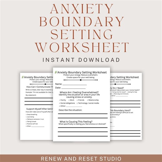 Anxiety Boundary Setting Worksheet | Healthy Boundaries Worksheet | Therapy Worksheet PDF | Anxiety Coping Skills | Mental Health Printable - Etsy
