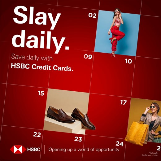Slay daily with the best deals and offers on HSBC Credit Cards! Shoppers Stop | Lakmeindia | SKECHERS | Reliance Brands Limited Offer details: https://grp.hsbc/off_sm_26 Offers are valid till 31 January 2026. *T&C apply. For persons in India. #HSBCIndia #OpeningUpAWorldOfOpportunity #Luxury #HSBCCreditCards #Offers #Shopping #Savings | HSBC