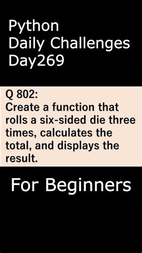 Python Daily Challenges Day269 For Beginners #programming #python #beginnersstitch