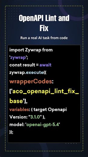 Fix OpenAPI specs with AI from code | Zywrap