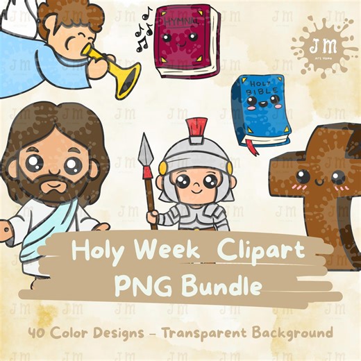 Holy Week Christian Clipart Bundle PNG, Bible Easter Clipart, Jesus Resurrection, Biblical Characters, Church Graphics, 40+ Designs - Etsy
