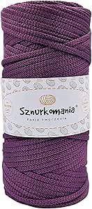 Polyester Cord 5mm 100 Yards, 30 Colors, Yarn for Crochet Bag, Polyester Flat Cord for Crafts, Handmade Crochet Bag, Macrame Rope (Plum)