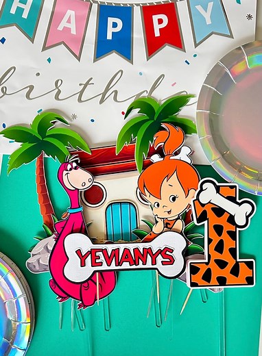 Flintstones Cake Topper Decorations | Pebbles Flintstones Birthday Cake Decor | Flintstones Party Cake Picks | Pebbles Dino Cake Decorations - Etsy