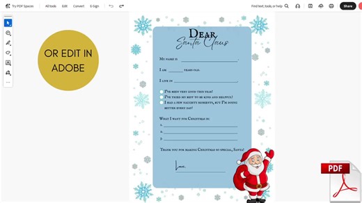 Letter to Santa Printable Set, Blue Snowflakes Theme (instant Download) - Etsy