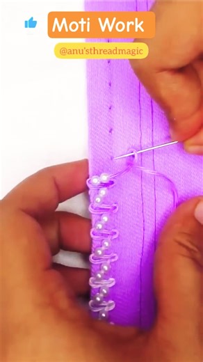 Moti Work Side Border Design #handbroidery #embroidery #needlework #embroiderylover #motiwork