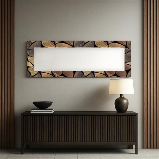 Rectangle Floral Mirror, Handmade Tempered Glass Wall Mirror, Modern Art Deco, Rectangle Decorative Wall Mirror, Modern Home Interior Accent - Etsy