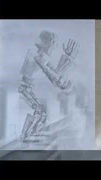 Robo Giant Drawing - Linear Perspective, graphite, and a touch of ai