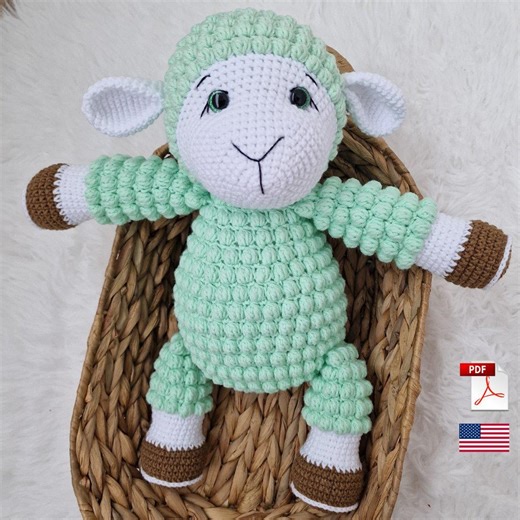 Motif mouton au crochet | Agneau amigurumi PDF | Animal de la ferme au crochet (téléchargement numérique) - Etsy France