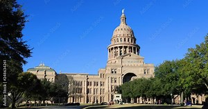 Texas State Capital building Austin. Texas State Capitol is seat of government of the American state of Texas. Downtown Austin houses the offices and chambers of Legislature and Governor.