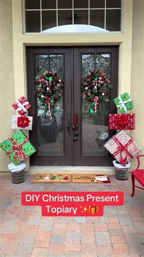 DIY Christmas Present Topiary for Festive Decor