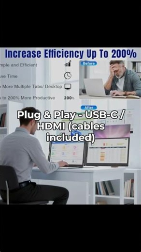 KEFEYA 14" Portable Monitor — Double Your Laptop Screen! 😍 #Shorts