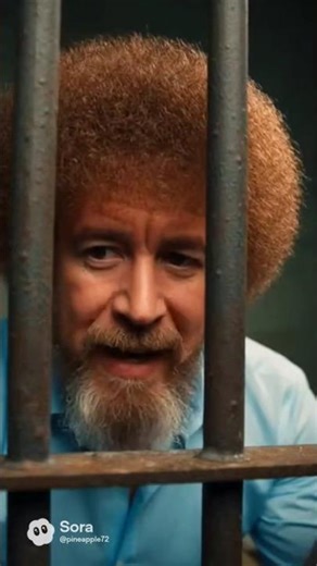 Bob Ross uses glue to leave his jail cell #sora #funny