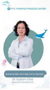 The Nutrients That Power Childhood Development! Specialist Paediatrician Dr. Gulben Efes highlights why Iron and Vitamin D are vital for your child’s growth, immune strength and healthy development. Book your consultation today! nmc.ae | 800313 | NMC MyHealth App | NMC Marina Medical Center