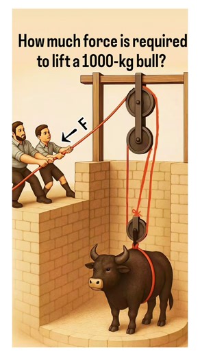 How Much Force Is Needed to Lift a 1000 kg Bull? 🐂 | Pulley Physics Explained #shortvideo #shorts