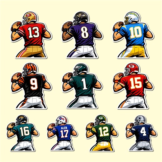 NFL Football Top Quarterbacks Sticker Set, Football Player, Sports Stickers, Digital Download - Etsy