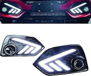 Generic Car LED DRL for Honda Civic Hatchback 2016-2020,Driving Fog Lamp, Amber Turn Signal Lights.
