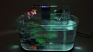 2.2 Gallon Fish Tank Kit, Small Aquarium Starter Tank with Filter and Light, Acrylic Nano Desktop Tank with Color-Changing LED & Decor - Complete Starter Kit for Betta Fish Shrimp Guppy Goldfish Beta