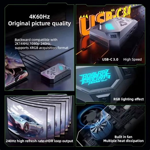 【Tmh】- VD05 Video Capture Card 4K 60HZ Game Live Stream Switcher Type-C USB3.0 HD for Streaming Podcasting Game Recording | Lazada.co.th