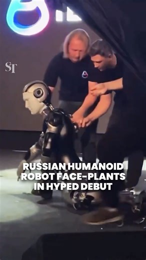 The Straits Times on Instagram: "🤖 A Russian humanoid robot called AIDOL fell on its face during a hyped debut in Moscow on Nov 11. #Russia #Moscow #AIDOL #AI #China #Xpeng #StraitsTimes"