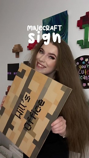 DIY Minecraft Sign for Boyfriend's Office