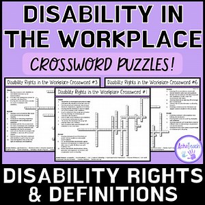 Disability Awareness in the Workplace Vocabulary Crossword Puzzles Special Ed