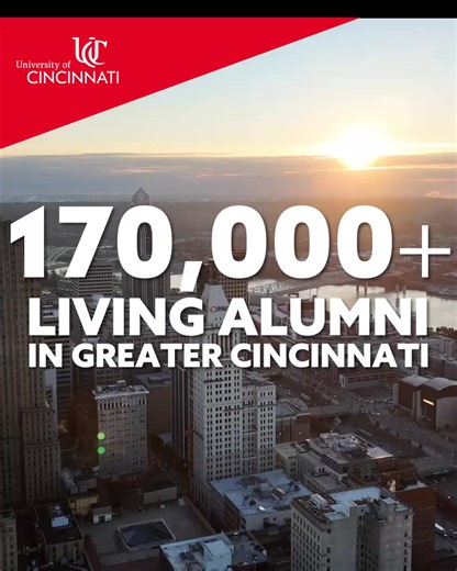 170,000 Bearcats alumni call Greater Cincinnati home. That’s not just a fun fact — it’s a built-in network for new grads, job seekers, and future leaders. UC alumni power this city. And with Cincinnati consistently ranked among the best cities for new college grads, it’s clear: You don’t have to go far to go far. #BearcatsForLife | University of Cincinnati