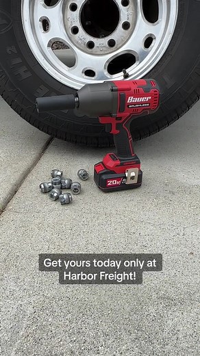 The #Bauer 20V 1/2” High-Torque Impact Wrench has a high-performance #brushless motor that delivers up to 1000 ft. lbs. of bolt breakaway torque for the most demanding applications. Only $129.99! #BauerTools #PowerTools #ImpactWrench #HarborFreight