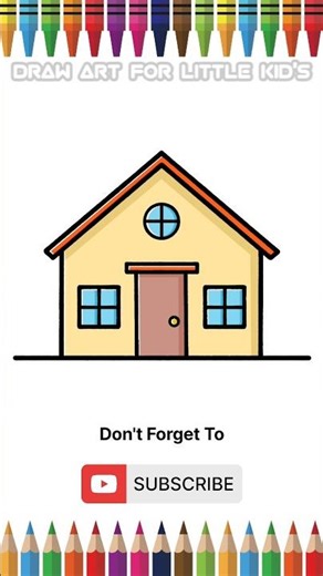 How to Draw a Home 🏠 | Easy Step-by-Step Drawing Tutorial | Drawing Colouring | For Kids & Toddlers