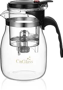 CNGLASS Glass Teapot with Removable Infuser,25oz Clear Tea Kettle with One Button Press to Filter the Tea Soup,Loose Leaf and Blooming Tea Maker