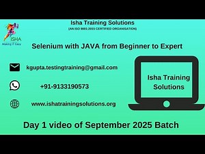 Selenium with JAVA from Beginner to Expert Day 1 Video 3rd September 2025