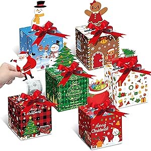 Cholemy 12pcs Christmas Money Box for Cash Pop up Christmas Money Holders for Cash Gift DIY Surprise Merry Pull Box Kit with Seal Bags for Xmas Holiday Birthday(Chic Style)