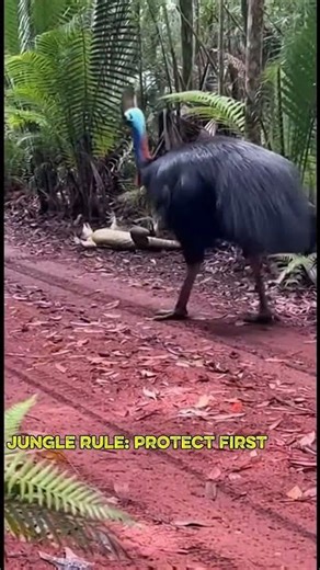 Southern Cassowary vs Water Monitor — Riverbank Chick Defense in the Rainforest