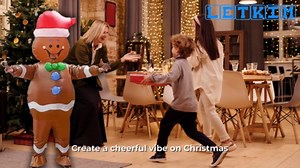 Inflatable Gingerbread Man Costume with Santa Hat,Inflatable Christmas Costume Adult, Blow Up Gingerbread Man Dress for Christmas Decoration Party,One Size Fits Most 5ft-6ft