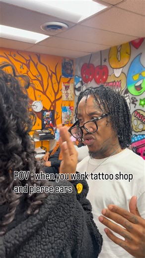 POV : when you work at the tattoo shop pierce ears #shortsreels #comedyreels #funnyvideos | James Moon